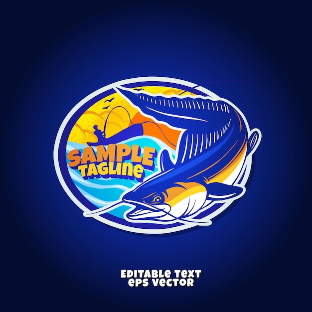Fish jumping mascot vector illustration