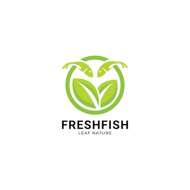Векторный шаблон логотипа рыбного листа. Ресторан-магазин морепродуктов, значок концепции логотипа.