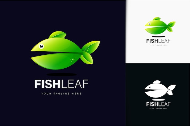 Design del logo a foglia di pesce con sfumatura