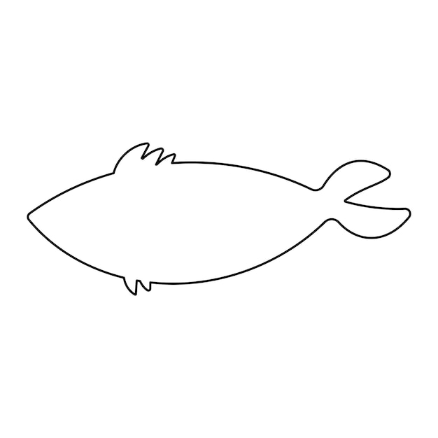 Fish line black white swim icon element