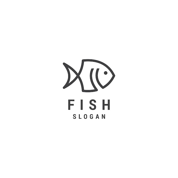 물고기 라인 로고 아이콘 디자인 템플릿 프리미엄 벡터