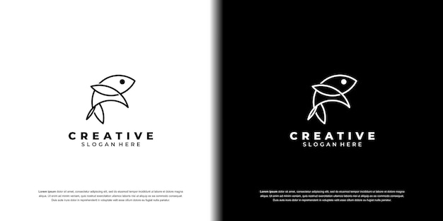 Vector fish line logo vector design