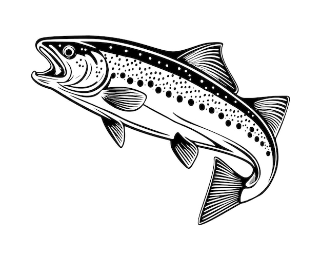 Vector fish logo cut out vector icon