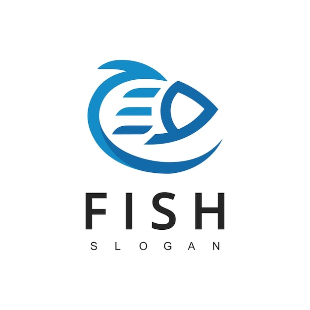 Vector fish logo design flat color marine vector icon