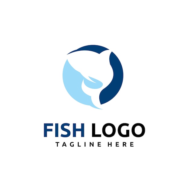Design del logo di pesce per frutti di mare freschi o logo aziendale logo vettoriale icona etichetta emblema