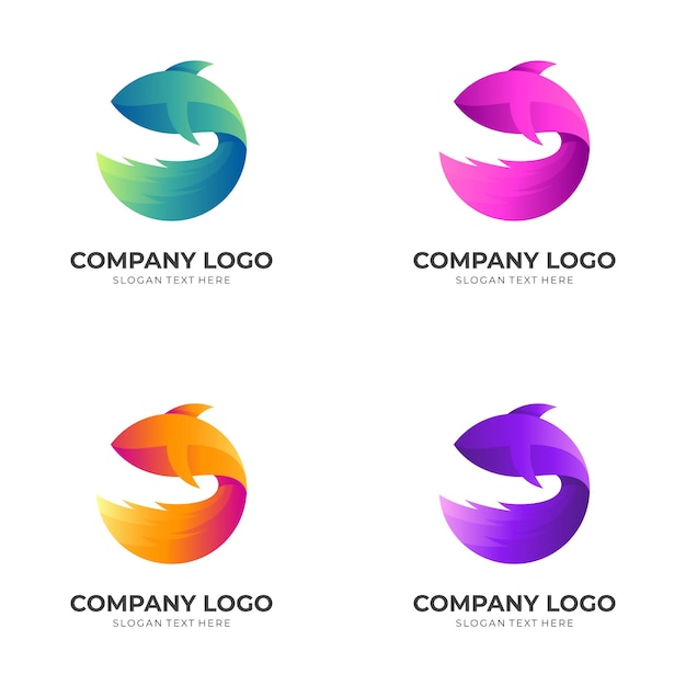 Fish logo design logo with 3d colorful style