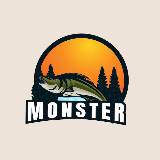 Premium Vector  Monster fishing logo