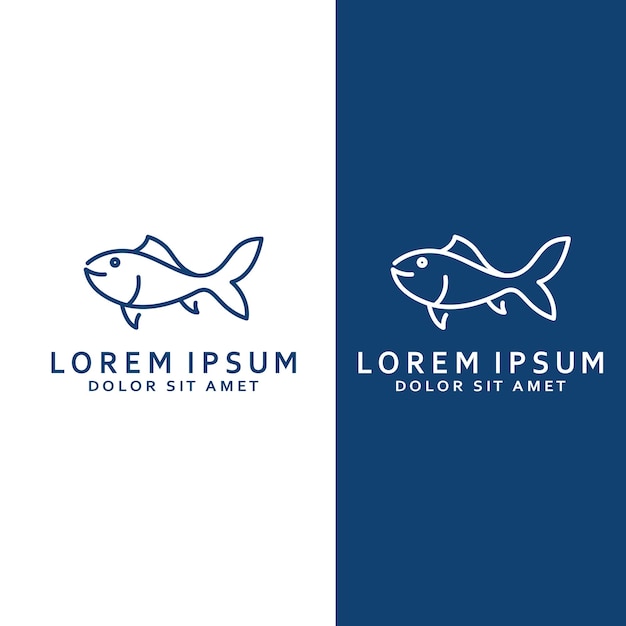 Logo del pesce amo da pesca icona del ristorante di pesce e olio di pesce con modello di illustrazione del concetto di icona vettoriale