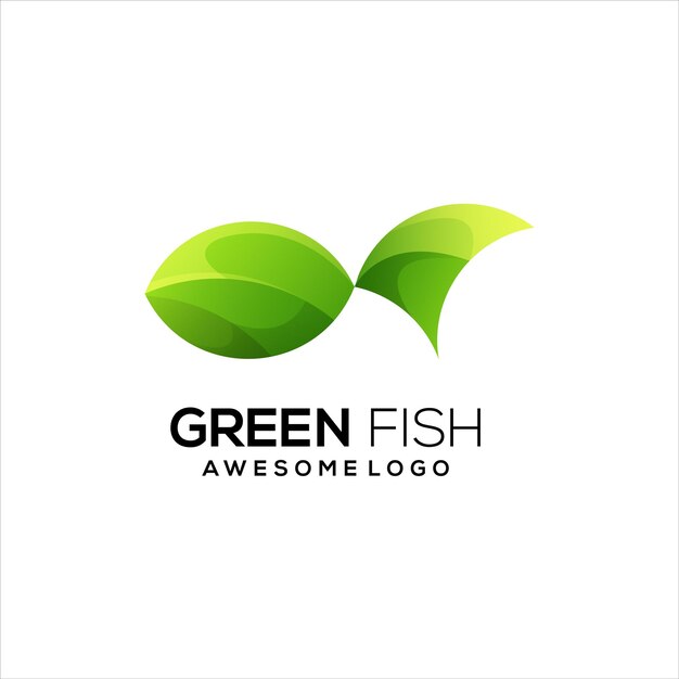 Fish logo gradient green color