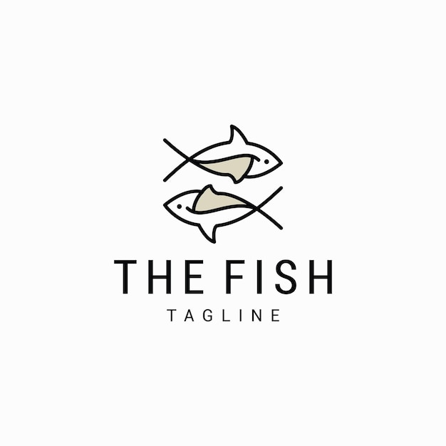 Fish logo icon design template flat vector Premium Vector