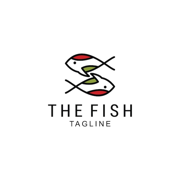 Vettore premium di progettazione dell'illustrazione dell'icona di vettore del modello di logo del pesce vettore premium