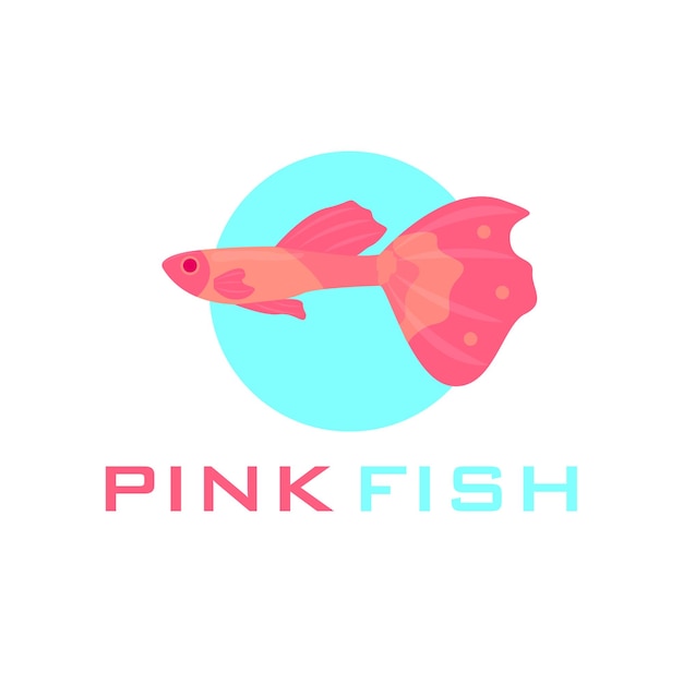 Fish logo vector in pink and blue circle