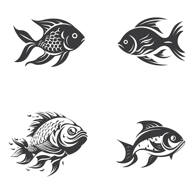 Fish logo with line design vector restaurant logo fish and circle New Fish logo design