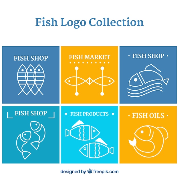 Vector fish logos collection for companies branding