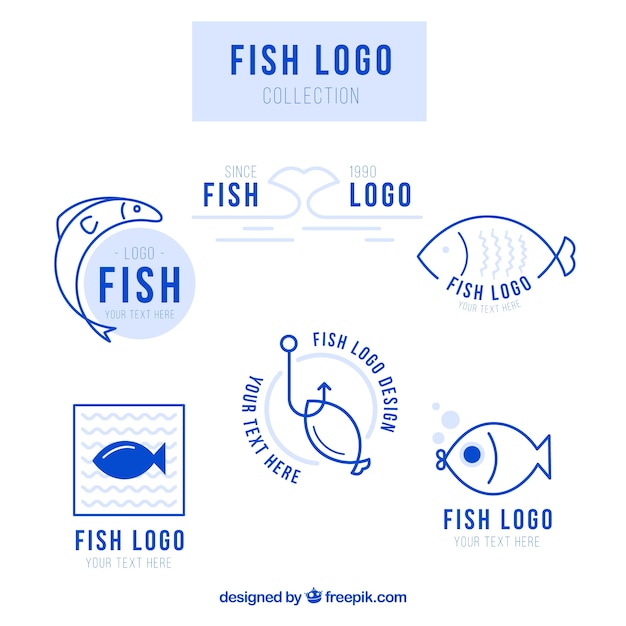 Vector fish logos collection for companies branding