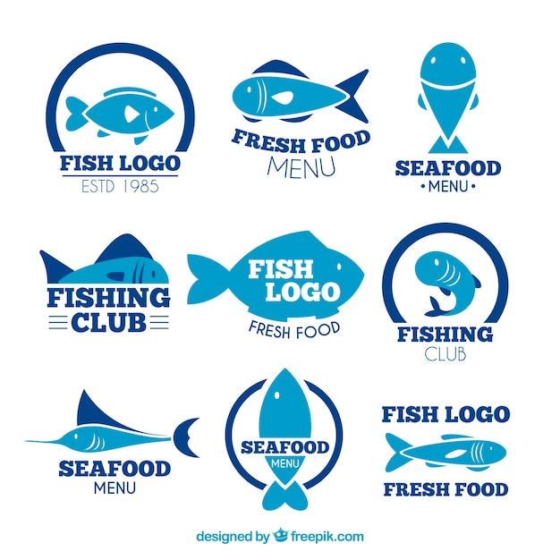 Vector fish logos collection for companies branding