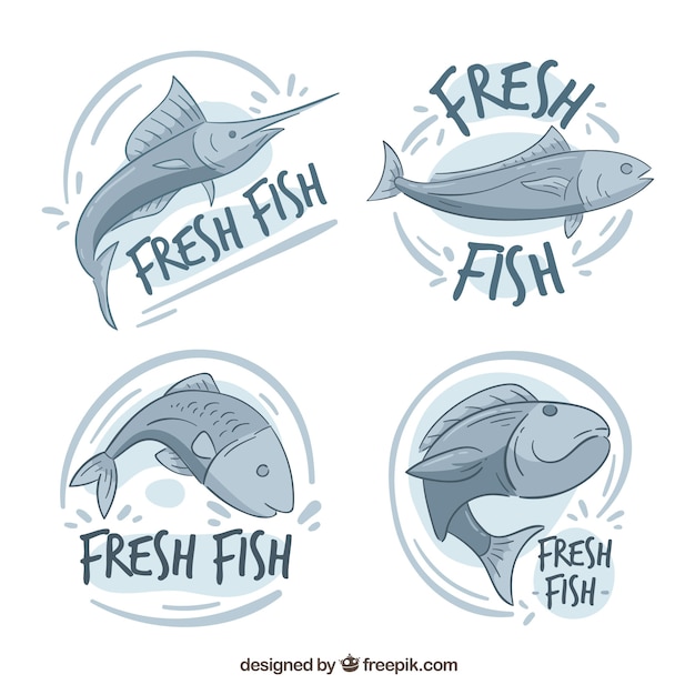 Vector fish logos collection for companies branding