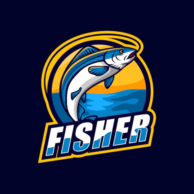 Дизайн логотипа fish mascot