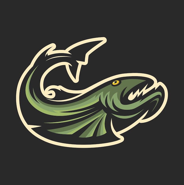 Логотип талисмана рыбы, спортивный и киберспортивный дизайн