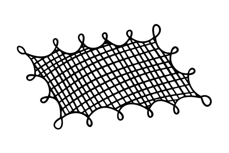 Vector fish net doodle hand drawn icon outline drawing fishing concept line clipart symbol