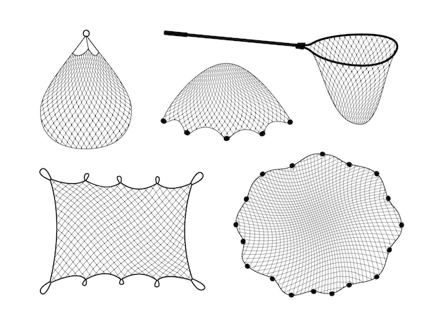 Premium Vector  Fish net isolated fishnet and scoop vector set