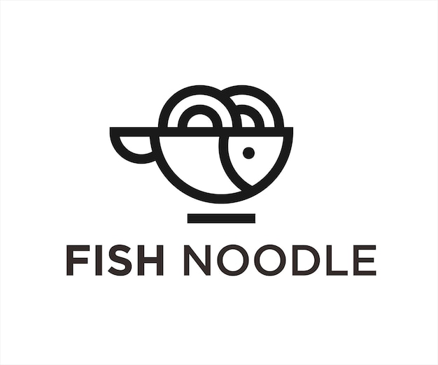 Fish noodle logo design vector illustration