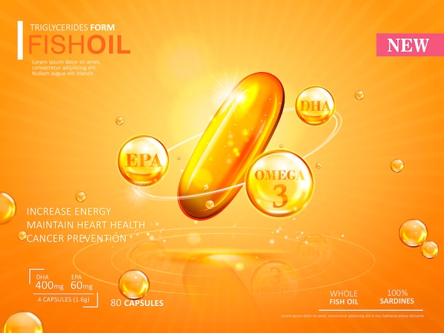 Vector fish oil ads template