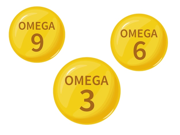 Vector fish oil capsules. medicine pills with omega 3 vitamin.