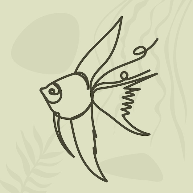 Fish in one line outline on an abstract background vector