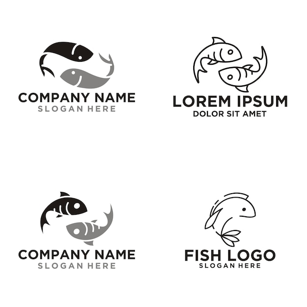 Fish outline monoline logo