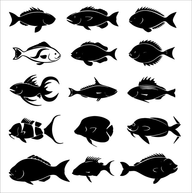 Vector fish pack silhouette vector illustration
