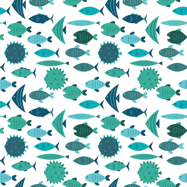 Fish pattern blue