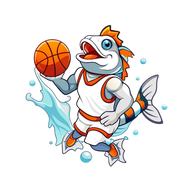 fish playing basket ball