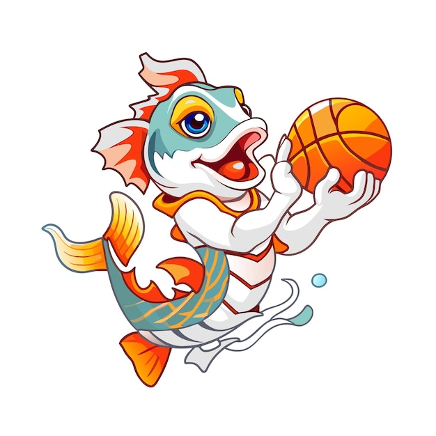 fish playing basket ball