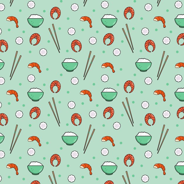 Vector fish and rice pattern