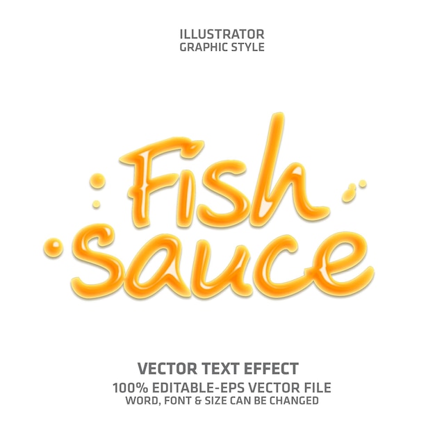 Stile grafico illustratore effetto testo modificabile salsa di pesce