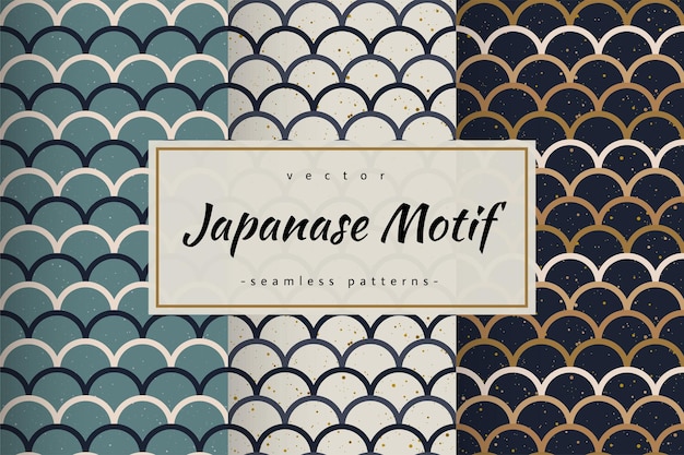 Fish scale japanese seamless patterns vector