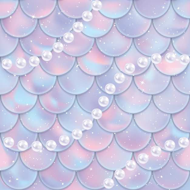 Fish scales and pearls seamless pattern