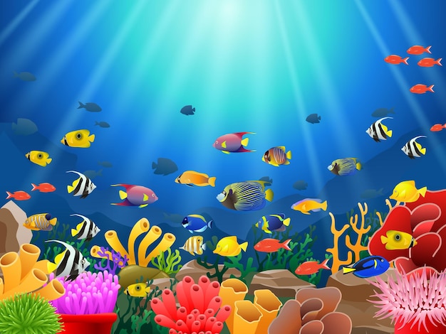fish under the sea vector illustration