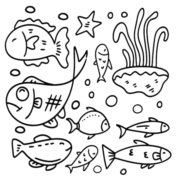 Fish set bundle vector design