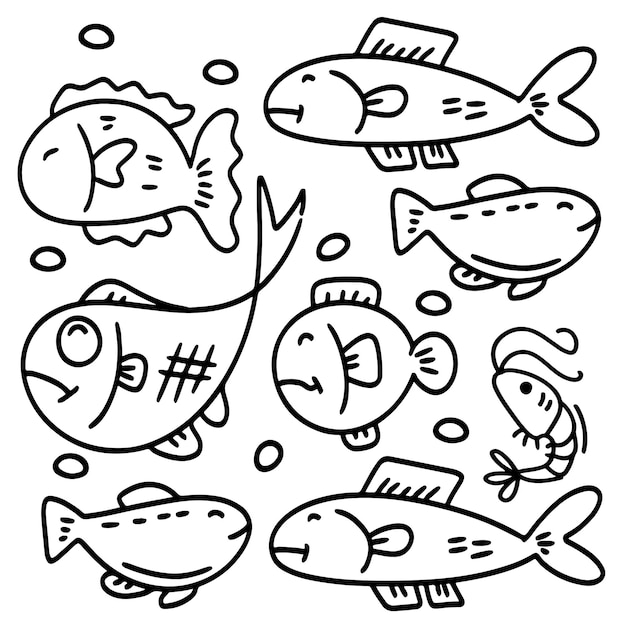 Fish set bundle vector design