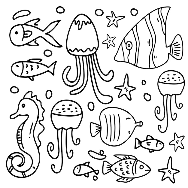 Fish set bundle vector design