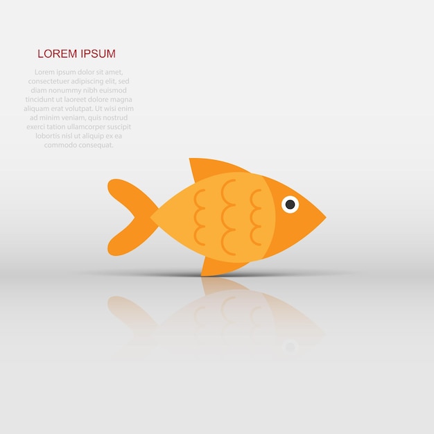 Vector fish sign icon in flat style goldfish vector illustration on white isolated background seafood business concept