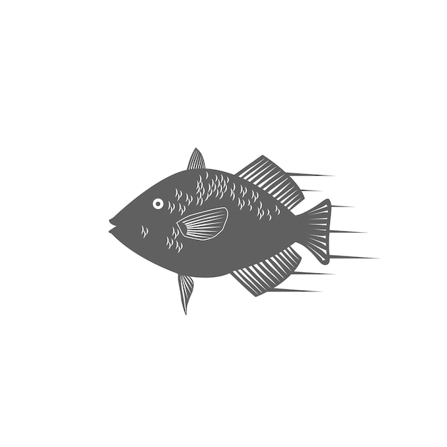 Vector fish silhouettes black on white