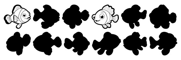 Fish silhouettes set large pack of vector silhouette design isolated white background