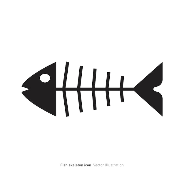 벡터 물고기 골격 아이콘 디자인 터 일러스트레이션