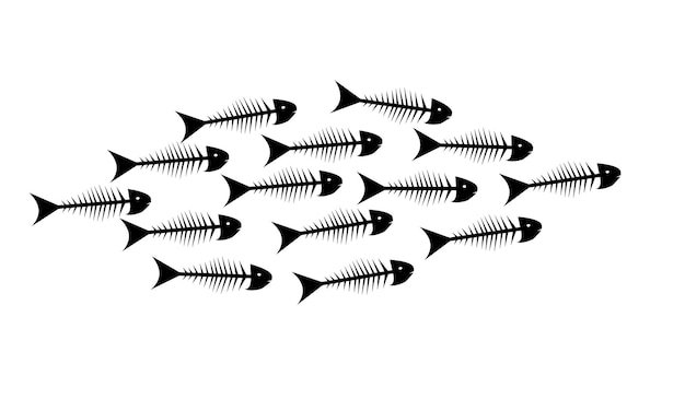 Vector fish skeleton ocean sea conservation concept