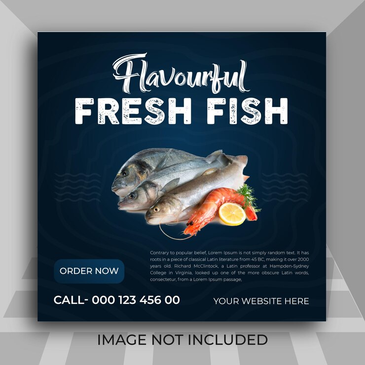 Vector fish social media post or web banner organic promotional posttemplate premium vector design