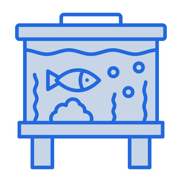 Fish Tank Blue Tone Illustration