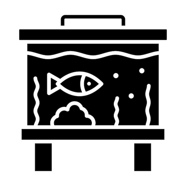 Fish Tank Glyph Solid Black Illustration